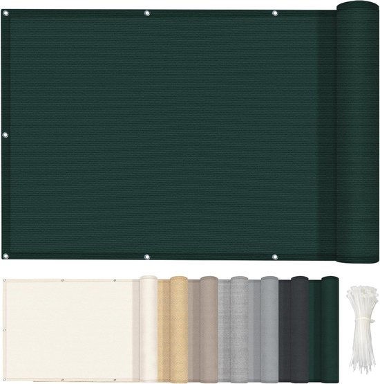 Balkonscherm 90x500cm HDPE windscherm met UV-bescherming - Winddicht voor terras en tuin met kabelbinders - Groen van Merkloos
