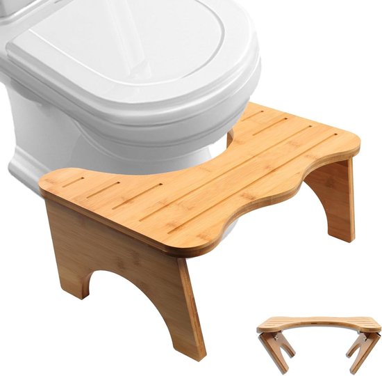 Bamboe inklapbare 7 inch toiletstoel voor kinderen - toiletkruk houten opstapkruk anti-verstopping voetenbank van KinderOne