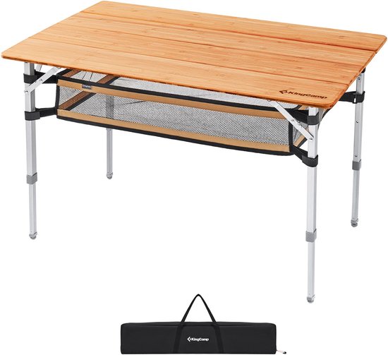 Bamboe klaptafel, kampeertafel - Tuin Aluminium Hout 3 hoogtes Verstelbaar
