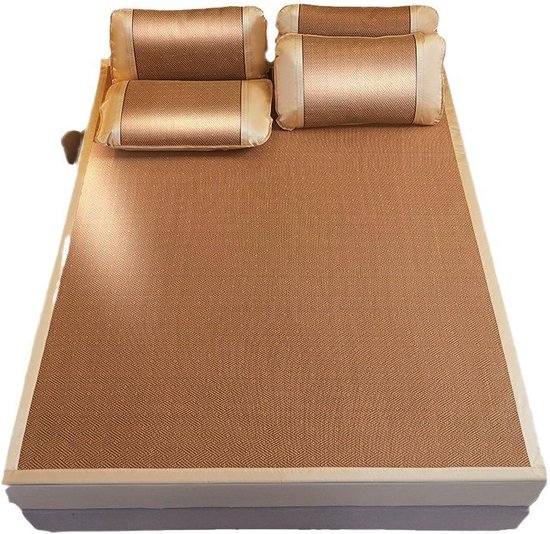 Bamboe koelmatras - Dubbelzijdige mat - Koel slapen - Rotan en ijszijde - 200x220cm - Natuurlijk