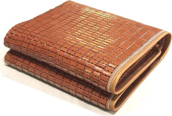 Bamboe Mat Bed - Koel Slaapkussen Mat - Zomers Slapen - Handgeweven Runderpees - 70x150cm - Geel