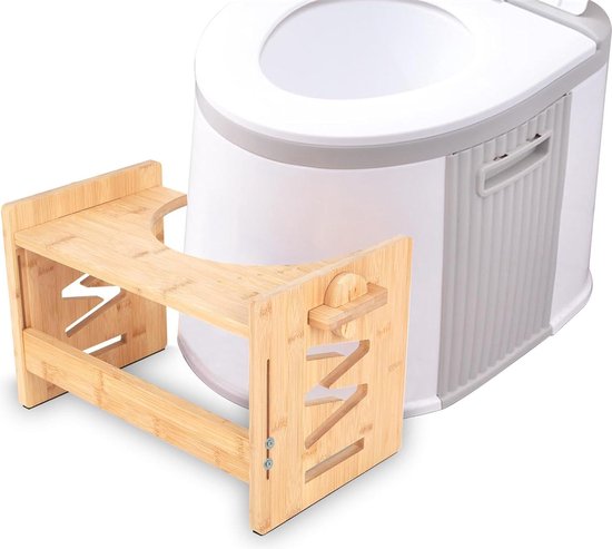 Bamboe Toiletkruk voor Badkamer - In Hoogte Verstelbaar en Opvouwbaar - Squatty Potty Kruk voor Volwassenen en Kinderen van Aquamare