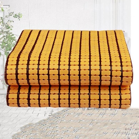 Bamboe Zomer Mat - Slaapmat Koelmat - Koel Slapen - Gecarboniseerd Bamboe - 70x150cm - Geel