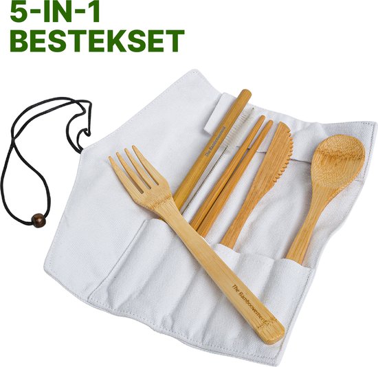 Bamboovement Bamboe Bestekset - Herbruikbaar - Met Reistasje - FSC van Bamboovement