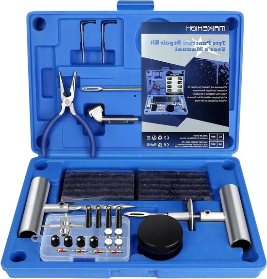 Band Reparatie Kit - Autobanden Set - Onderweg Reparen - 69 Delige Set - Universeel Tubeless - Blauw