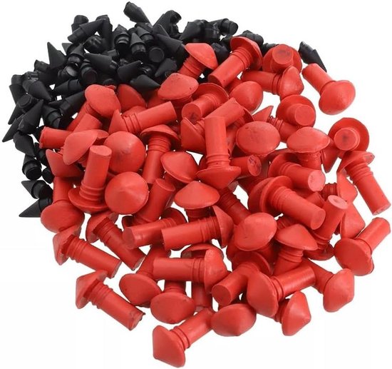 Band Reparatie Kit - Paddestoel Nagels - Voertuig Onderhoud - Robuust Rubber Materiaal - 180 Stuks - Rood Zwart