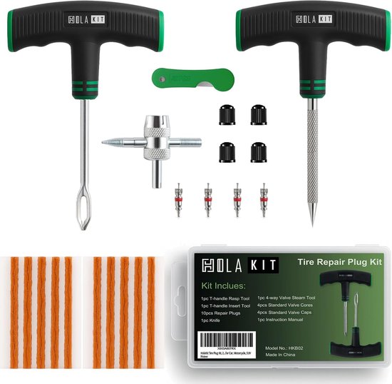 Band Reparatie Kit - Punctie Tool - Snel Banden Plakken - Compact 22 Delig van Merkloos