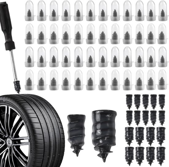 Band Reparatie Set - Rubberen Nagels - Tubeless Banden - Hoge Temperatuur Bestendig - 2 Maten - Zwart