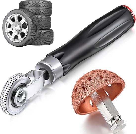 Band reparatieset - Band plakroller - Banden Snel Herstellen - Inclusief Slijpkop - 2 Stuks - Grijs