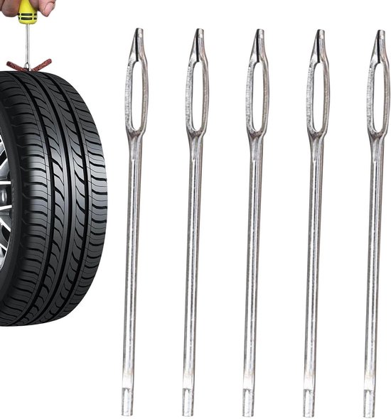 Banden Reparatie Kit - Bandenpluggen Set - Lekke Banden Fixen - Hoge Sterkte Koolstofstaal - 5 Stuks - Grijs