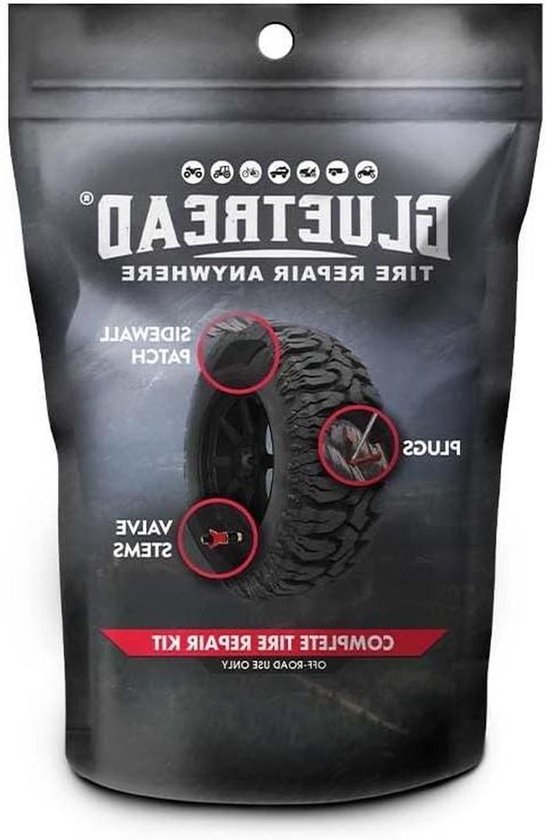 Banden Reparatie Kit - Bandenset - Offroad Banden Herstellen - Zonder Band te Verwijderen - 6 Plakset - Zwart