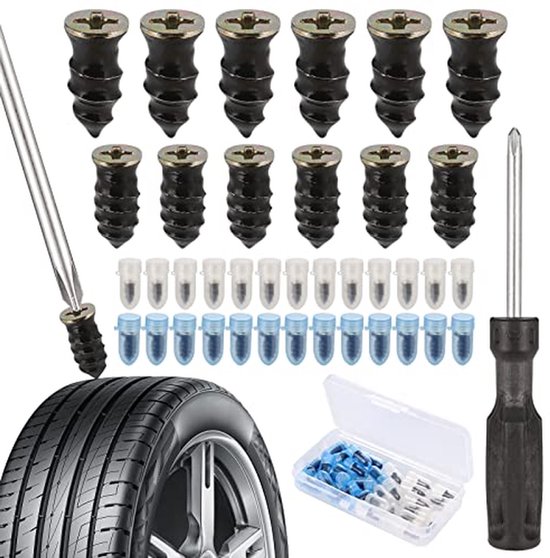 Banden Reparatie Kit - Rubberen Bandnagels - Snel Banden Plakken - Hoge Temperatuurbestendigheid - 30 Stuks - Zwart