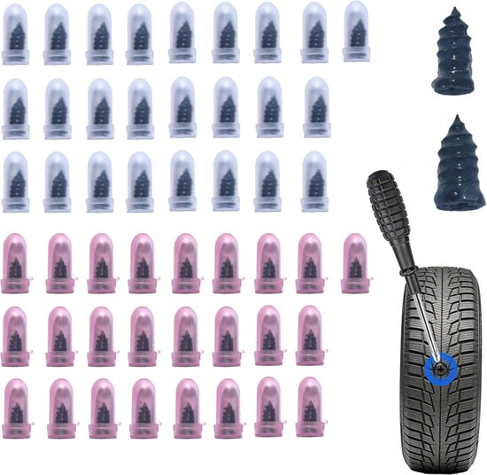 Banden Reparatie Kit - Rubberen Spijkers - Band Lekken Repareren - Zelfservice Snelreparatie - 50 stuks - Zwart