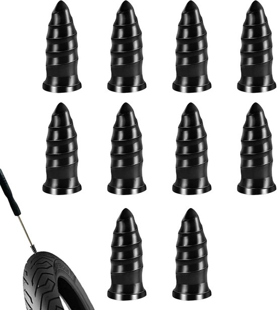 Banden reparatie - Lekke banden - Snelle reparatie - Sterk elastisch rubber - 10 stuks - Zwart