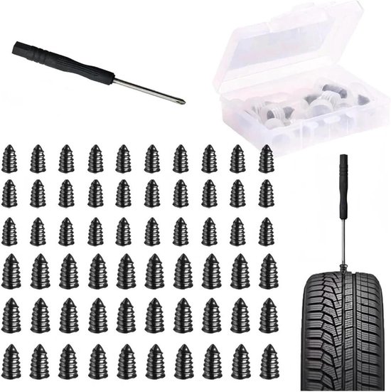 Banden Reparatie Nagels - Platte Band Herstel Kit - Band Lekken Dichten - Rubberen Metalen Hybride - 1-5 mm - Zwart