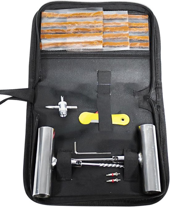 Banden Reparatie Set - Lekreparatie Kit - Onderweg Repareren - Multifunctioneel Gereedschap - 21.8 x 15.4 x 1 cm - Zwart
