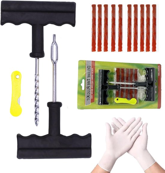 Banden Reparatie Set - Pechhulp Gereedschap - Snelle Wegreparatie - Voor Alle Tubeless - Inclusief 10 Strips - Multicolor van Merkloos