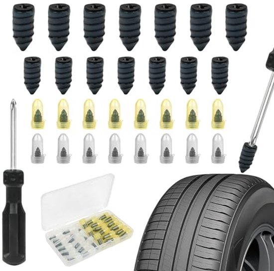 Banden Reparatie Set - Rubberen Nagels - Band Defecten Herstellen - Hoge Temperatuur Bestendig - 30 Stuks - Wit Geel