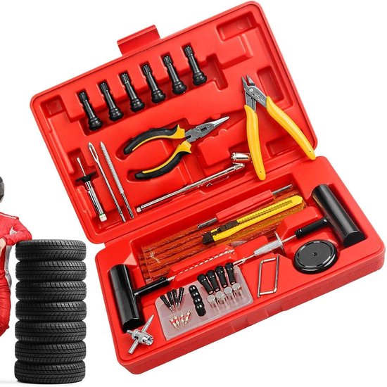 Banden Reparatieset - Autobanden Reparatie Kit - Banden Repareren - 74 Delige Set - 31 x 21 x 6 cm