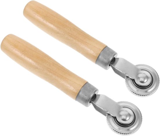 Banden Reparatieset - Bandenroller - Luchtlekken Dichten - Ergonomisch Houten Handvat - 18.5 cm - Licht Geel van Merkloos
