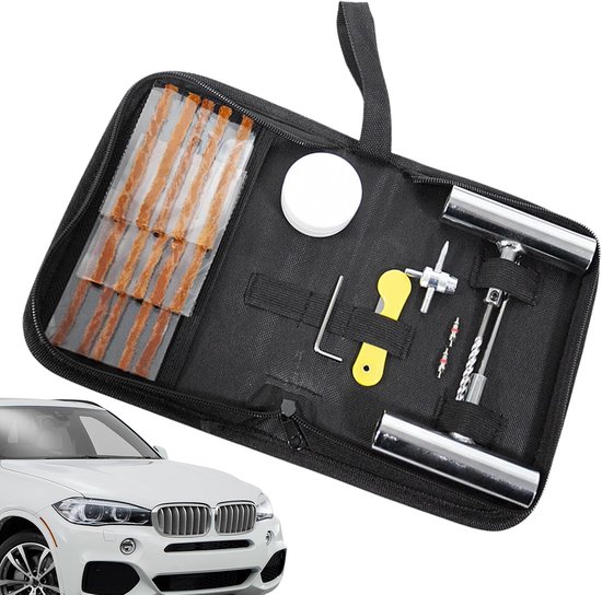 Banden Reparatieset - Bandenset Bandenonderhoud - Wegreparatie Onderweg - Veelzijdige Complete Set - 15 Stuks - Zwart