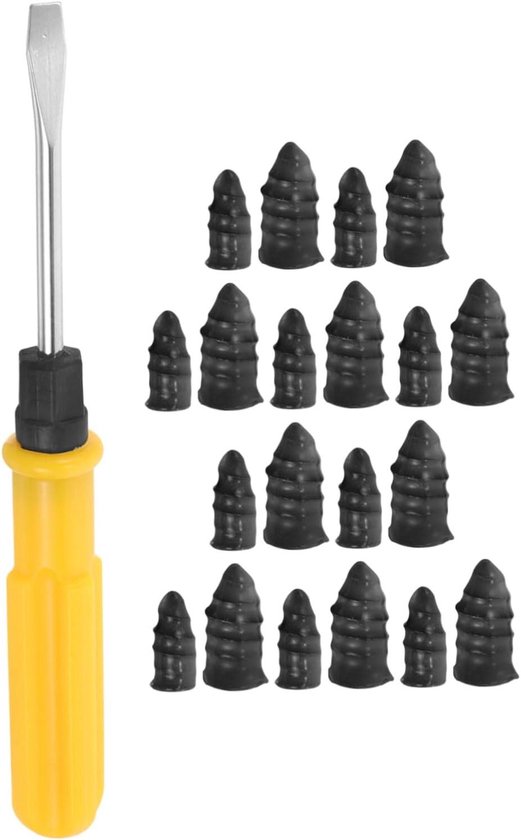 Banden Reparatieset - Reparatieschroef - Banden Lekken Dichten - Inclusief Schroevendraaier - 20 Stuks - Zwart van Merkloos