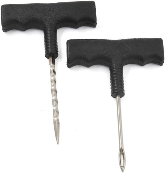 Banden reparatieset - Tubeless tool - Onderweg repareren - 2 in 1 functie - 17 cm lengte - Zwart van Merkloos