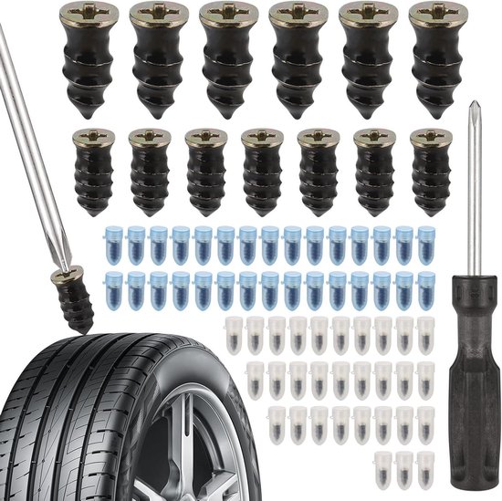 Banden reparatiespijkers - Rubberen nagels - Band lek repareren - Hoge temperatuurbestendig - 60 stuks - Zwart