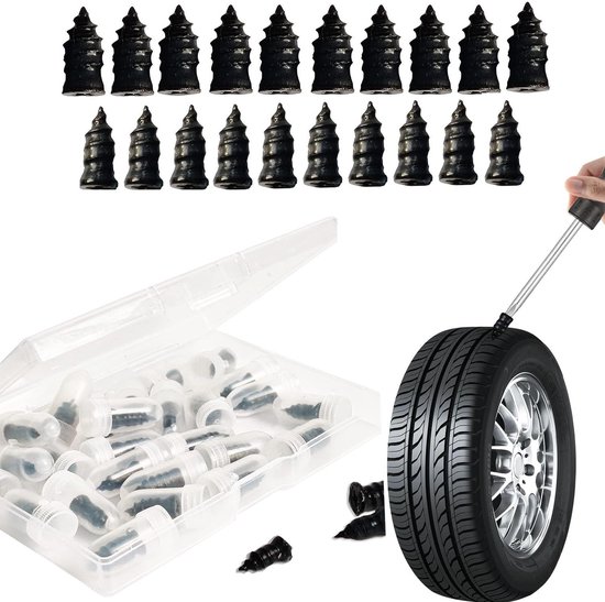 Bandenreparatie Kit - Lekke Band Herstel - Snel Onderweg - Twee Maten Inclusief - S 5.3x11.7mm L 6.8x12.7mm - Zwart van Merkloos