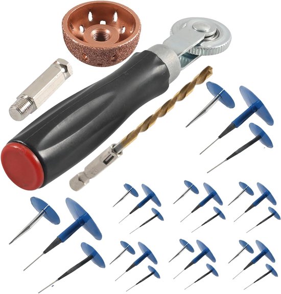 Bandenreparatie kit - Paddenstoel nagels - Banden herstellen - Universele pasvorm - 24+3 stuks - Zwart