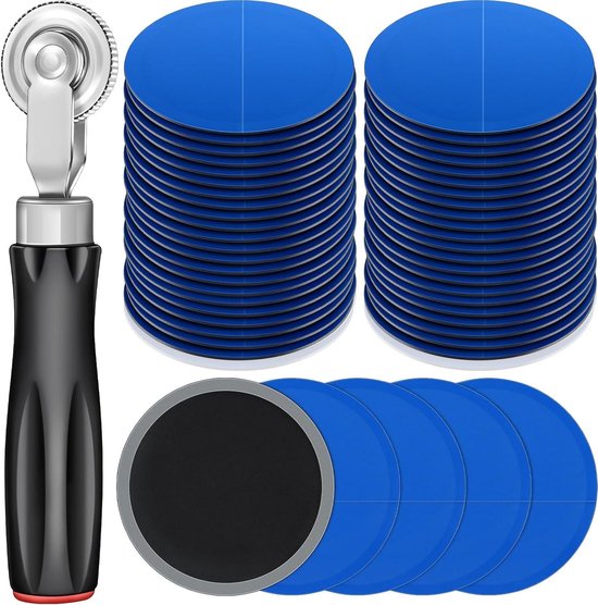 Bandenreparatie Kit - Patch Set - Banden Lek Repareren - Verdikte Rubberlaag - 60 Stuks 80mm - Zwart