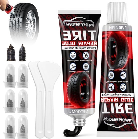Bandenreparatie Lijm - Rubberen Cement - Noodreparatie Onderweg - Sterke Hechting - 20 ml - Zwart van Merkloos