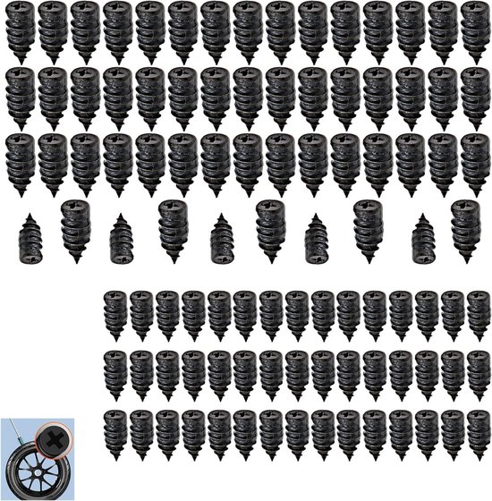 Bandenreparatie Nagels - Rubberen Nagels Band - Band Lek Repareren - Zelfbediening Vacuüm - 100 stuks - Zwart