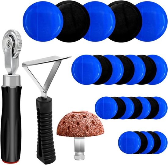 Bandenreparatie Patch Kit - Bandenset Bandenroller - Banden Noodreparatie - 3 Maten Vacuüm Patches - 34 Stuks - Zwart van Merkloos