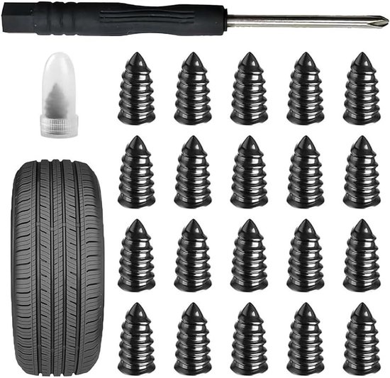 Bandenreparatie Set - Bandenplug Kit - Noodreparaties Onderweg - Schroef Plug Ontwerp - 6.8mm x 12.7mm - Zwart