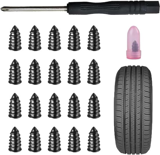 Bandenreparatie Set - Lekke Band Herstel - Noodreparatie Onderweg - Schroef Plug Ontwerp - 2 Maten Pluggen - Zwart