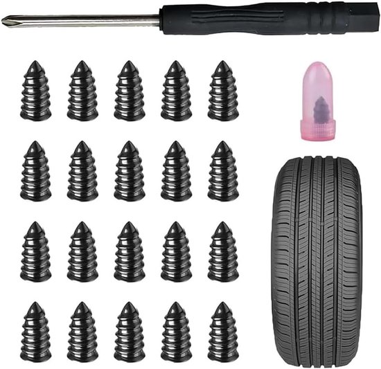 Bandenreparatie Set - Rubberen Bandenpluggen - Snel Lekken Dichten - Direct Schroefbaar - 2 Maten Inclusief - Zwart van Merkloos