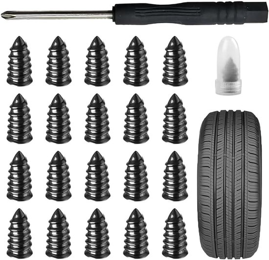 Bandenreparatie Set - Rubberen Spijkers - Snel Banden Dichten - Schroefbaar Ontwerp - 2 Maten - Zwart van Merkloos