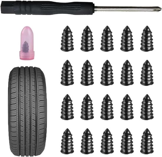 Bandenreparatie Spijkers - Rubberen Pluggen Set - Lekkende Banden Herstellen - Zelfmontage Zonder Demontage - 20 Stuks - Zwart