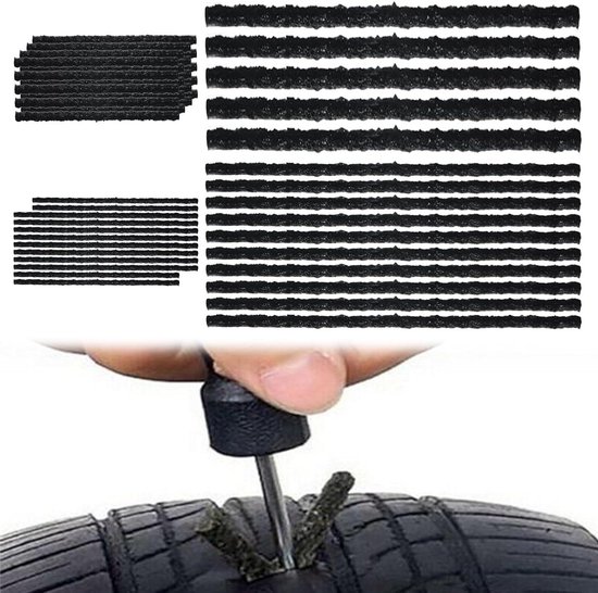 Bandenreparatie strips - Lonten Bandenplakker - Noodreparatie banden - Sterke luchtdichte afdichting - 40 stuks - Zwart