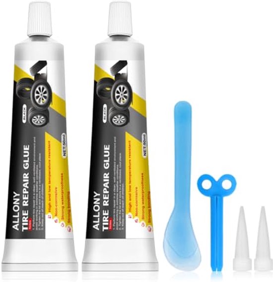Bandenreparatielijm Set - 100ml - Met Mondstuk en Schraper - Voor Fiets, Motor en Auto van Merkloos