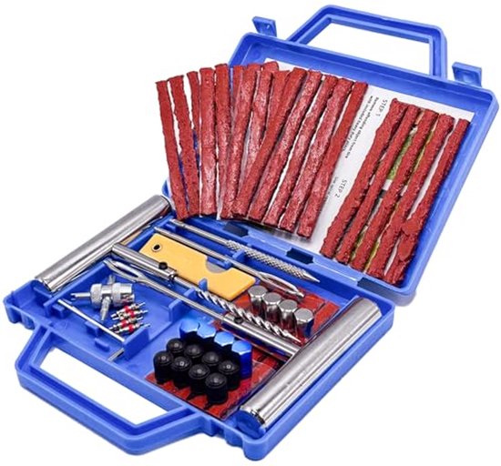 Bandenreparatieset 58 stuks voor auto, motorfiets, vrachtwagen, SUV en fiets van Merkloos