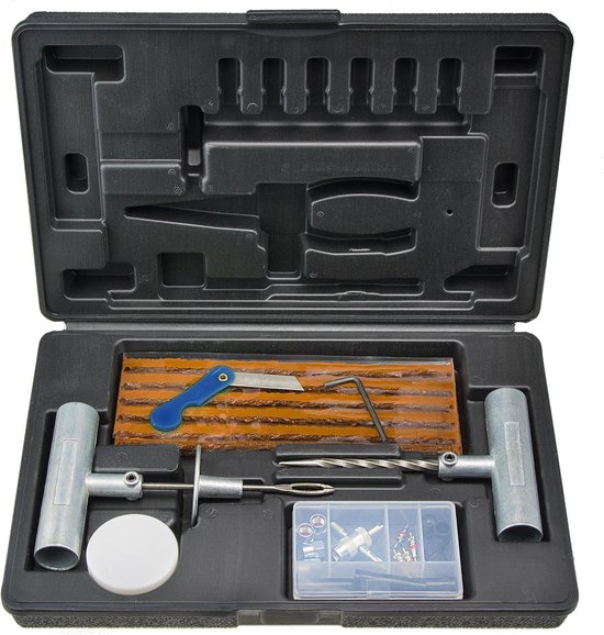 Bandenreparatieset Auto - Pechset Motorfiets - Tubeless Banden Repareren - Professionele Kwaliteit Gereedschap - 20 Stuks Strips - Zwart