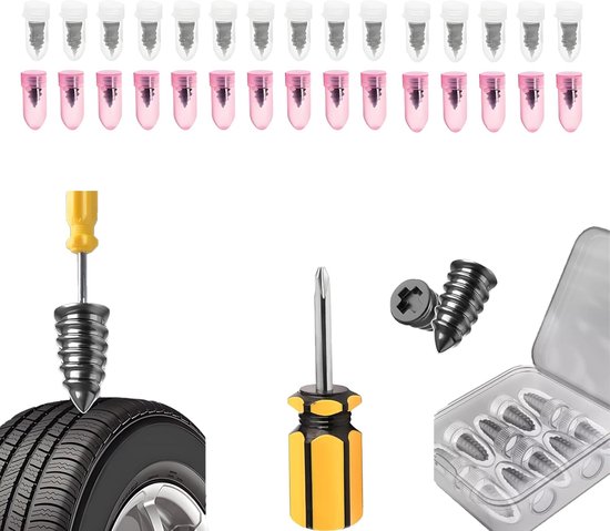 Bandenreparatieset Auto - Vacuüm Kit - Snelle Bandenreparatie - 30 Delige Set - Roestvrij Staal