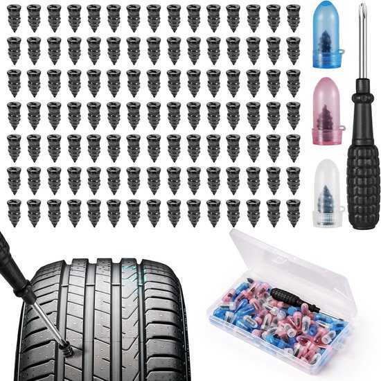 Bandenreparatieset Auto - Vacuüm Reparatiekit - Noodgevallen Onderweg - Hoge Kwaliteit Materiaal - 107 Stuks