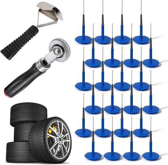 Bandenreparatieset - Autobanden reparatie - Bandensnel repareren - Duurzaam rubber materiaal - 26 Delig - Zwart van Merkloos