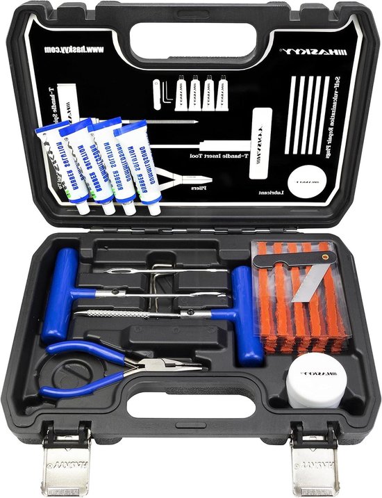 Bandenreparatieset - Autopechset - Noodreparatie Banden - 47 Delig Professioneel - 27 x 19 x 6 cm - Zwart