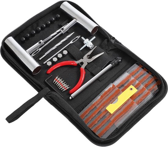 Bandenreparatieset - Bandengereedschap - Noodreparatie Banden - 46-delige Kit - Universeel - Zwart