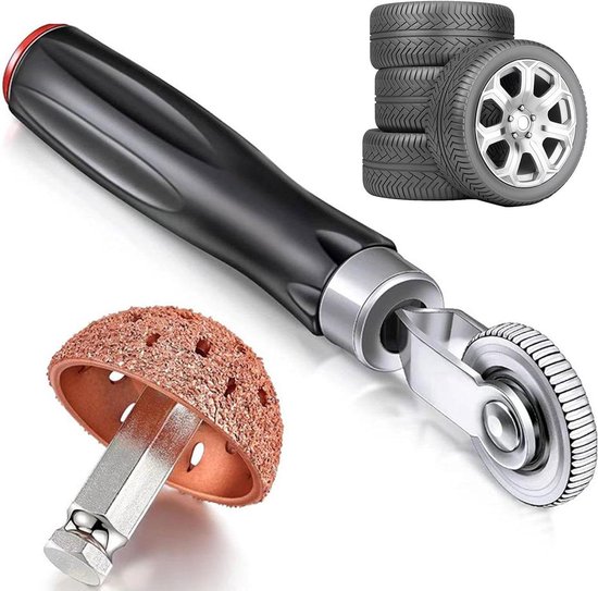 Bandenreparatieset - Bandenplakroller Polijstschijf - Bandenspuiten Repareren - Inclusief Slijpkop - 38 mm - Grijs