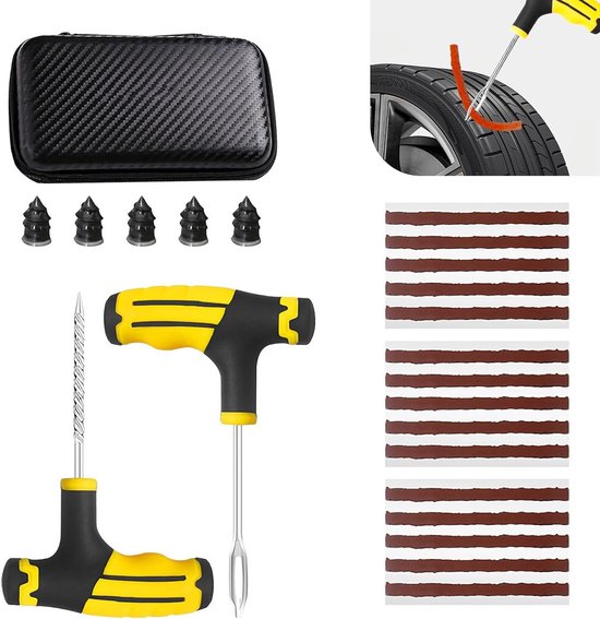 Bandenreparatieset - Bandenset Bandenplakset - Noodreparatie Onderweg - Universele Compatibiliteit - 22 Stuks - Meerkleurig